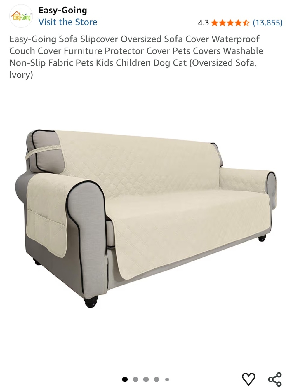Easy-Going Quilted Waterproof Sofa Slipcover in Ivory